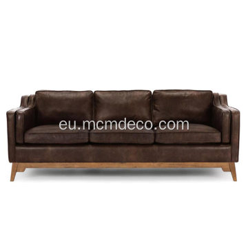 Worthington Oxford larruzko marroi sofa